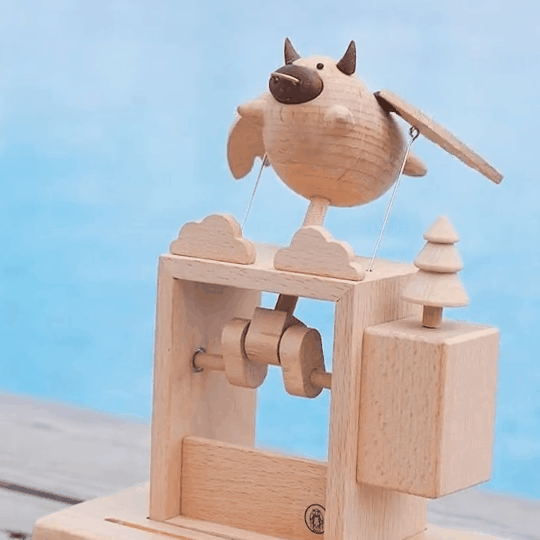 Original Handmade Wooden Craft Flying Cow with Speaker