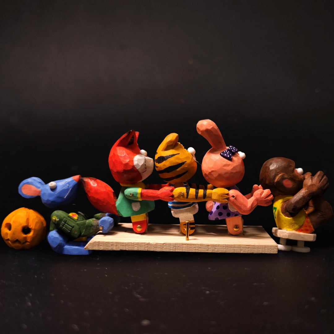 Hand-carved Wood Elephant Slide Automata: A Nostalgic Ride