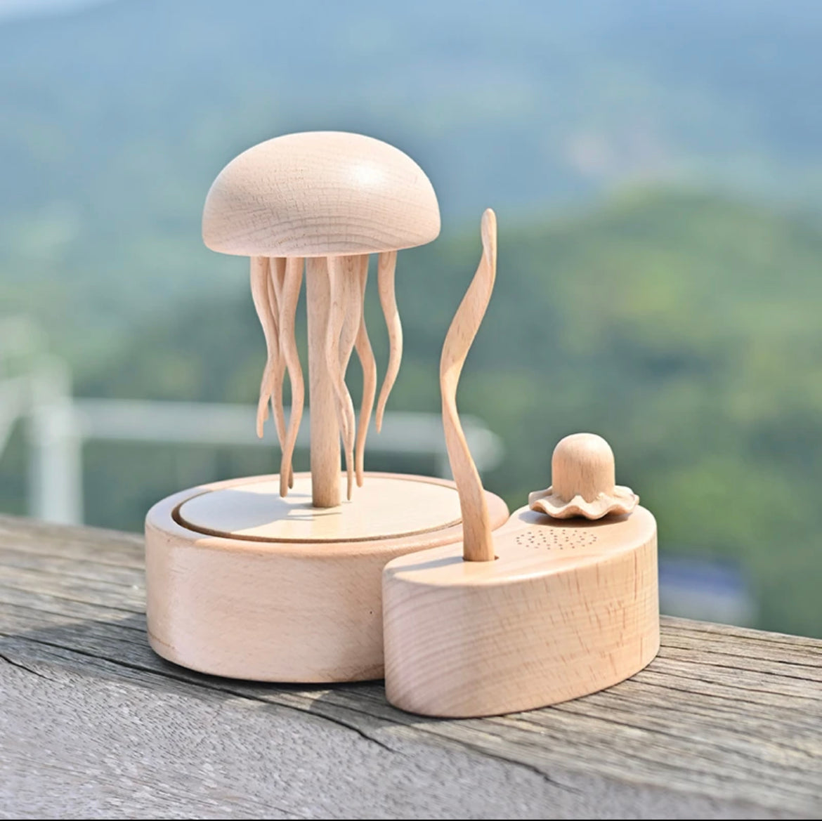 Original Handmade Exquisite Wooden Jellyfish with Bluetooth & Ambient Lighting