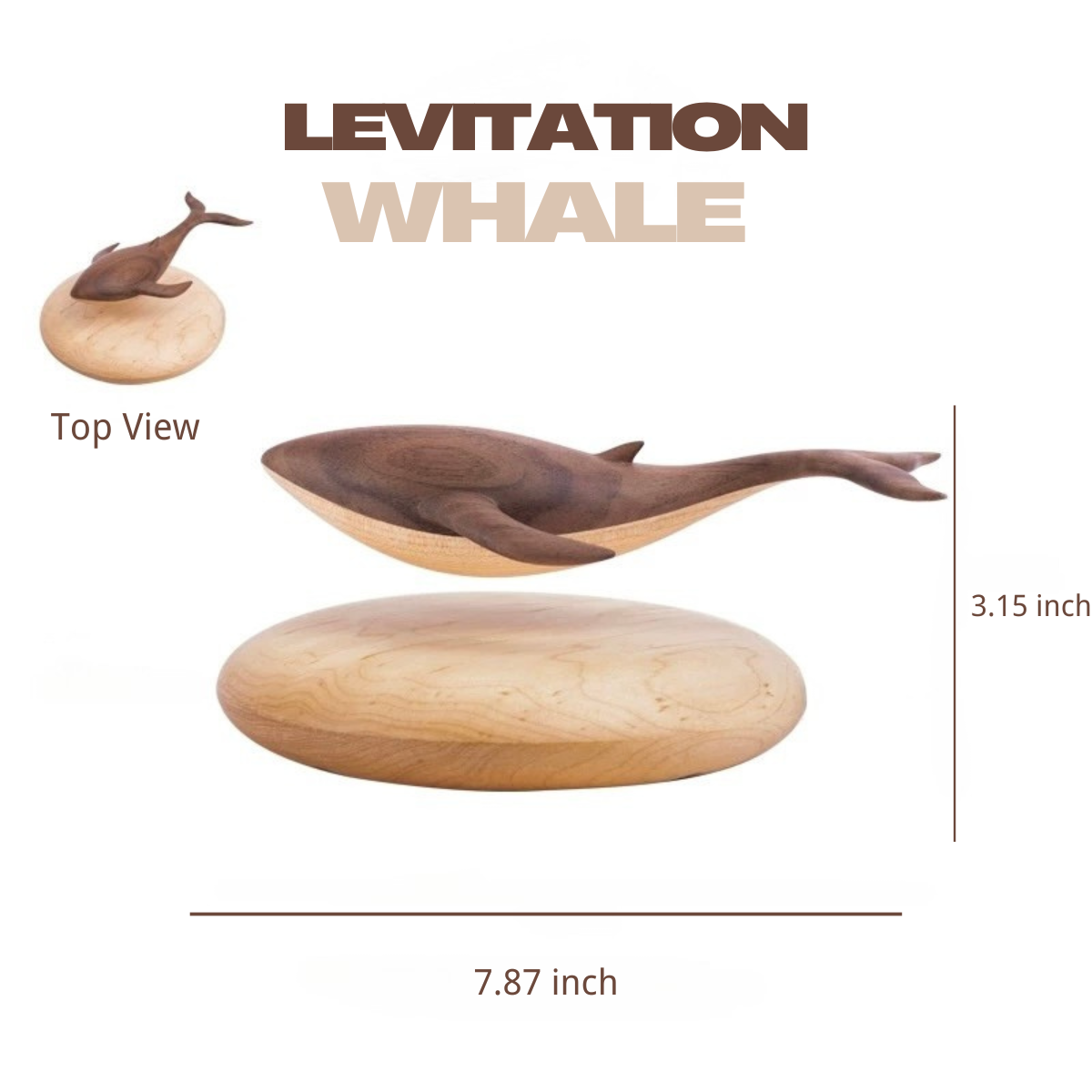 Original Handcarved Wooden Magnetic Levitating Whale