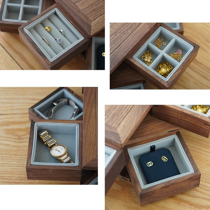 Ultra Multi-Layer Rotating Solid Wood Jewelry Storage Box