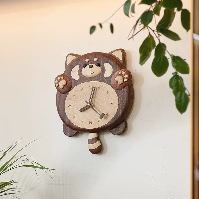 Forest Buddy Raccoon Super Silent Wall Clock