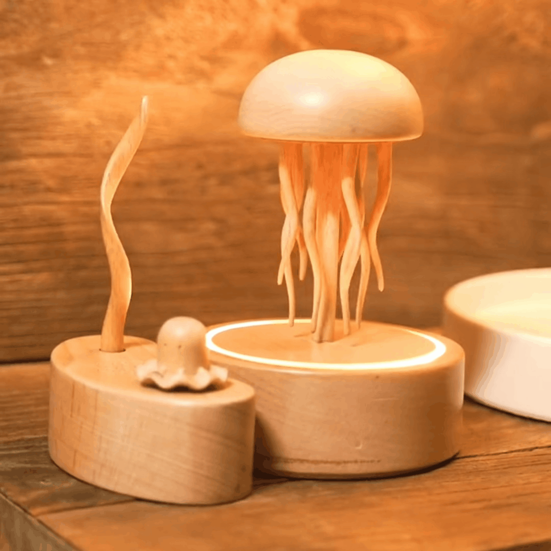Original Handmade Exquisite Wooden Jellyfish with Bluetooth & Ambient Lighting