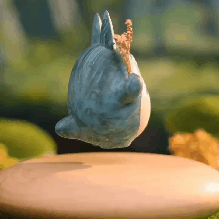 Original Hand-carved Wooden Craft Levitating Blue Totoro