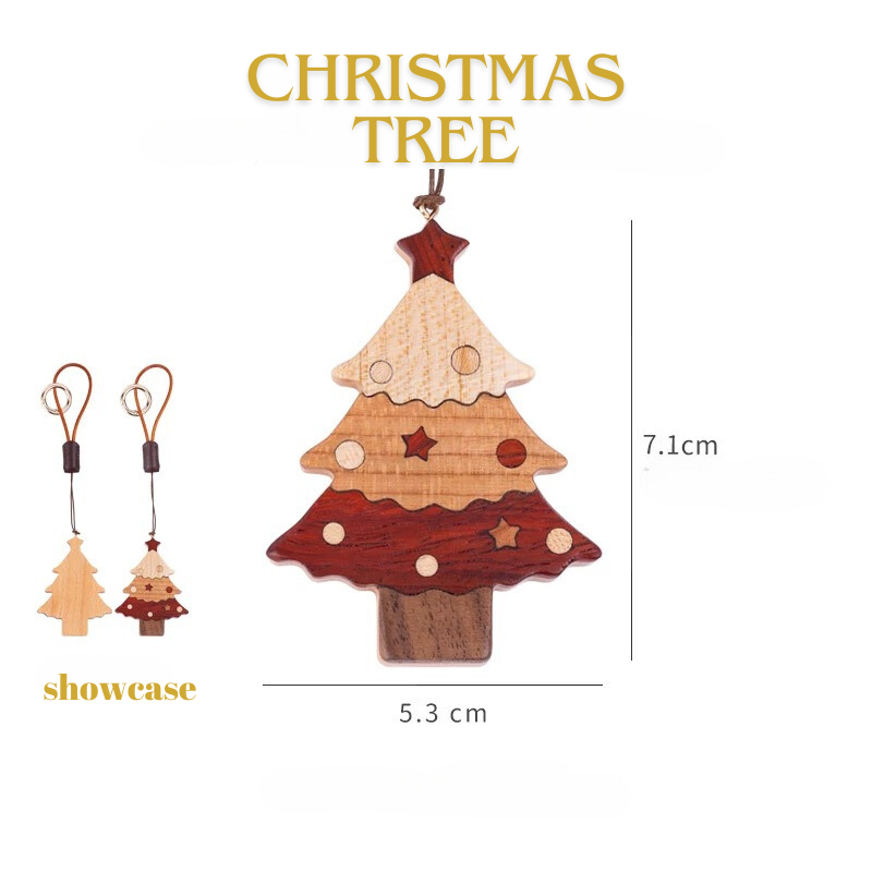 Christmas Wooden Keychain - Gingerbread Man Christmas Tree