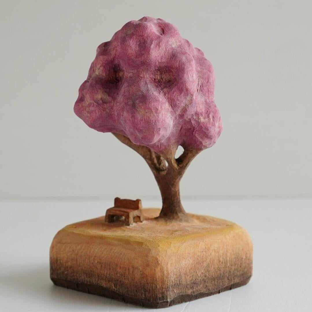Hand-Carved Cherry Blossom Scene — A Romantic Moment Beneath the Tree