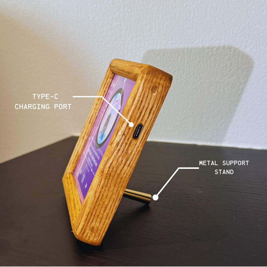 Personalized Song & Lyrics Display – Black Walnut Frame Music with Type-C Charging