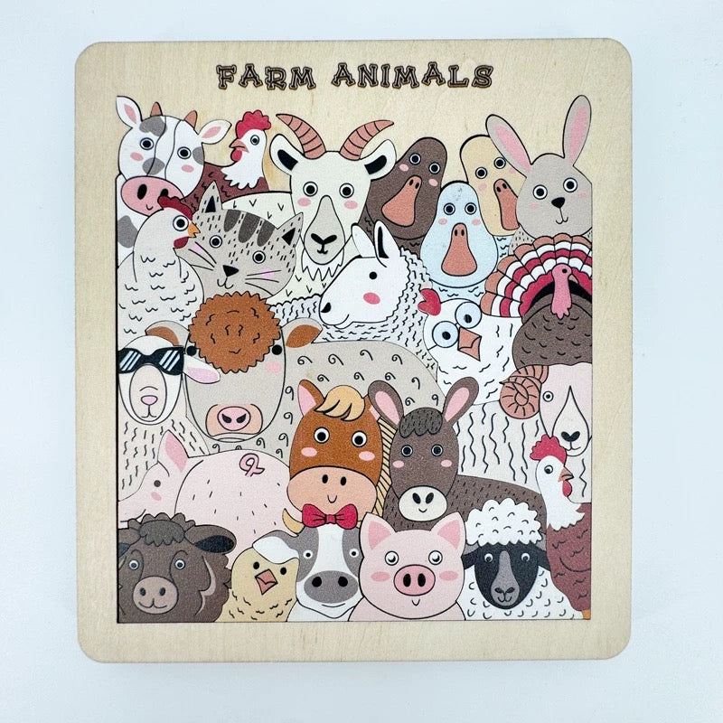 Original Magnetic Colorful Wooden Animal Puzzle Set