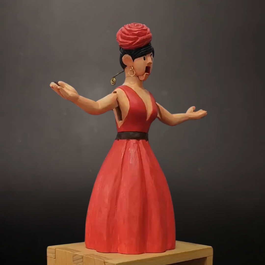 Hand-carved Wood Opera Queen Automata: Turn the Crank, Unleash the Grand Show