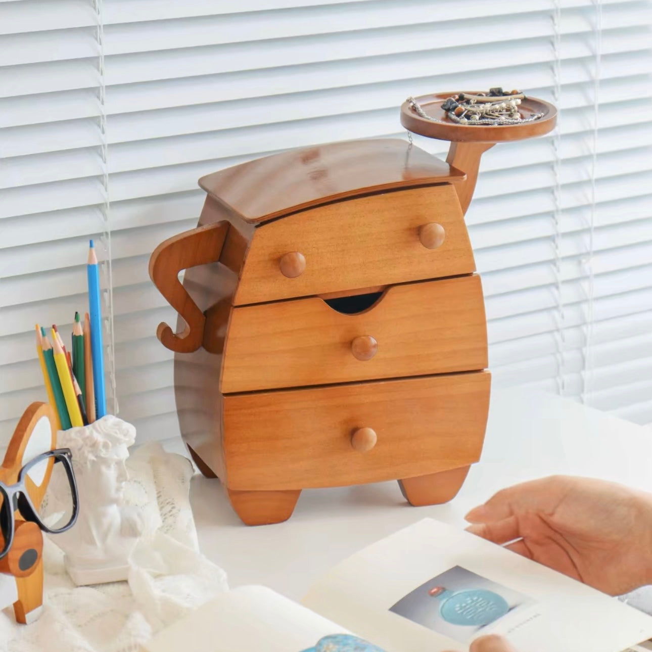 Chubby Cute Wooden Storage Cabinet – Compact Organizer with a Playful Design
