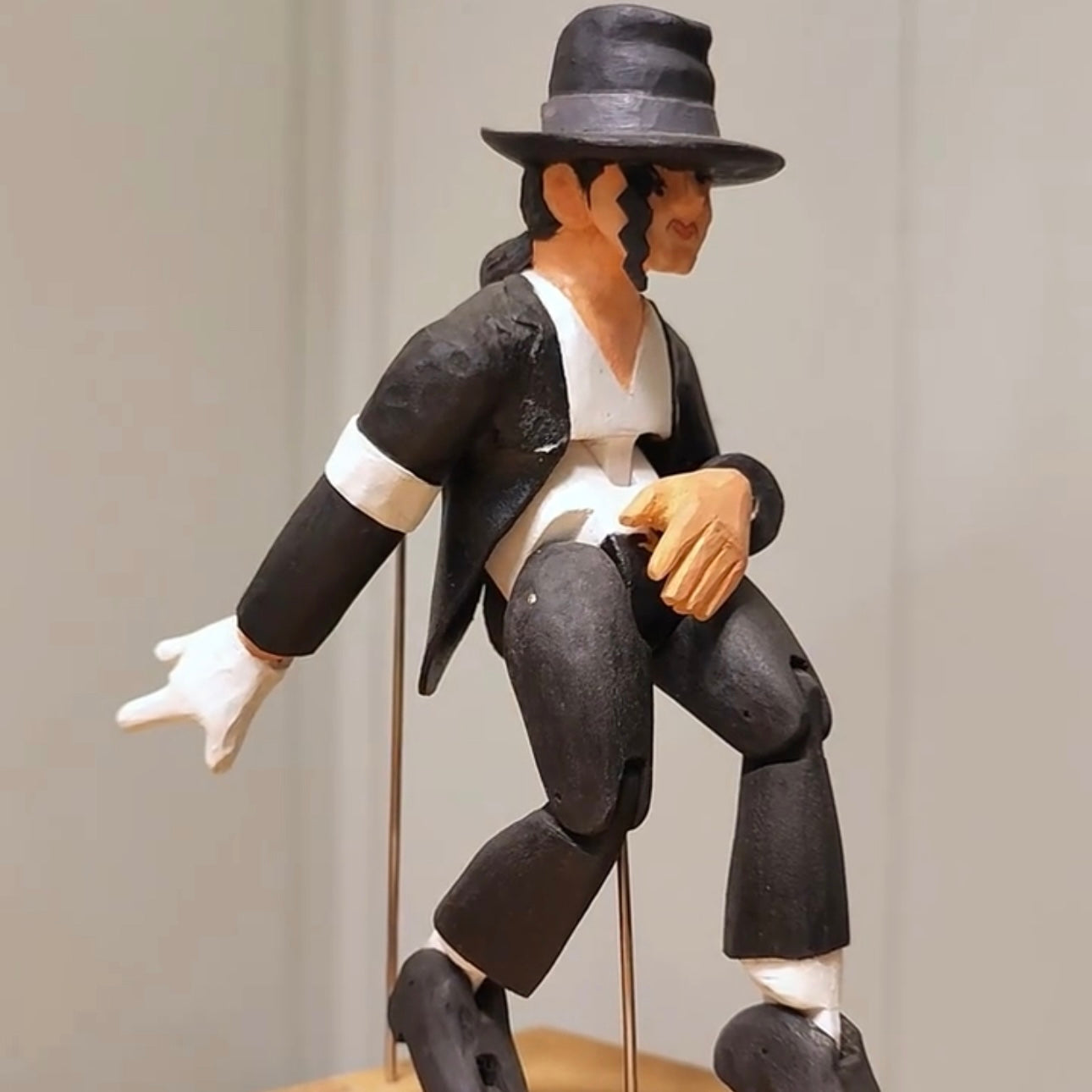 Hand-Carved Wood Automata Dancing MJ