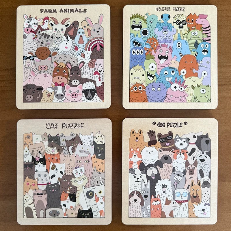 Original Magnetic Colorful Wooden Animal Puzzle Set