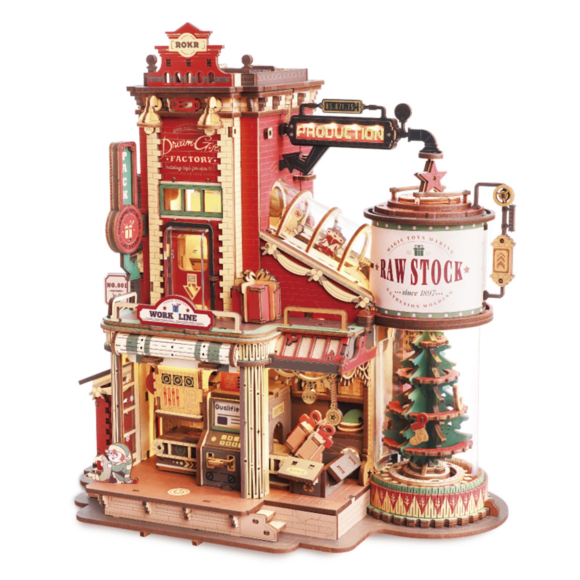 Christmas Dream Gift Factory 3D Wooden Puzzle Music Box