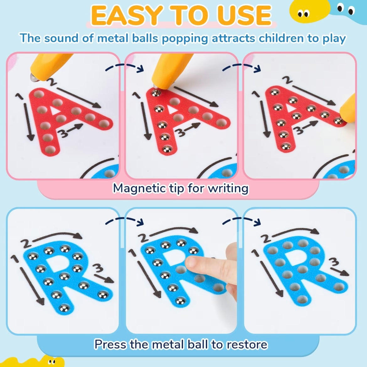 Magnetic Alphabet & Number Tracing Board – Double-Sided Montessori Learning Toy for Kids