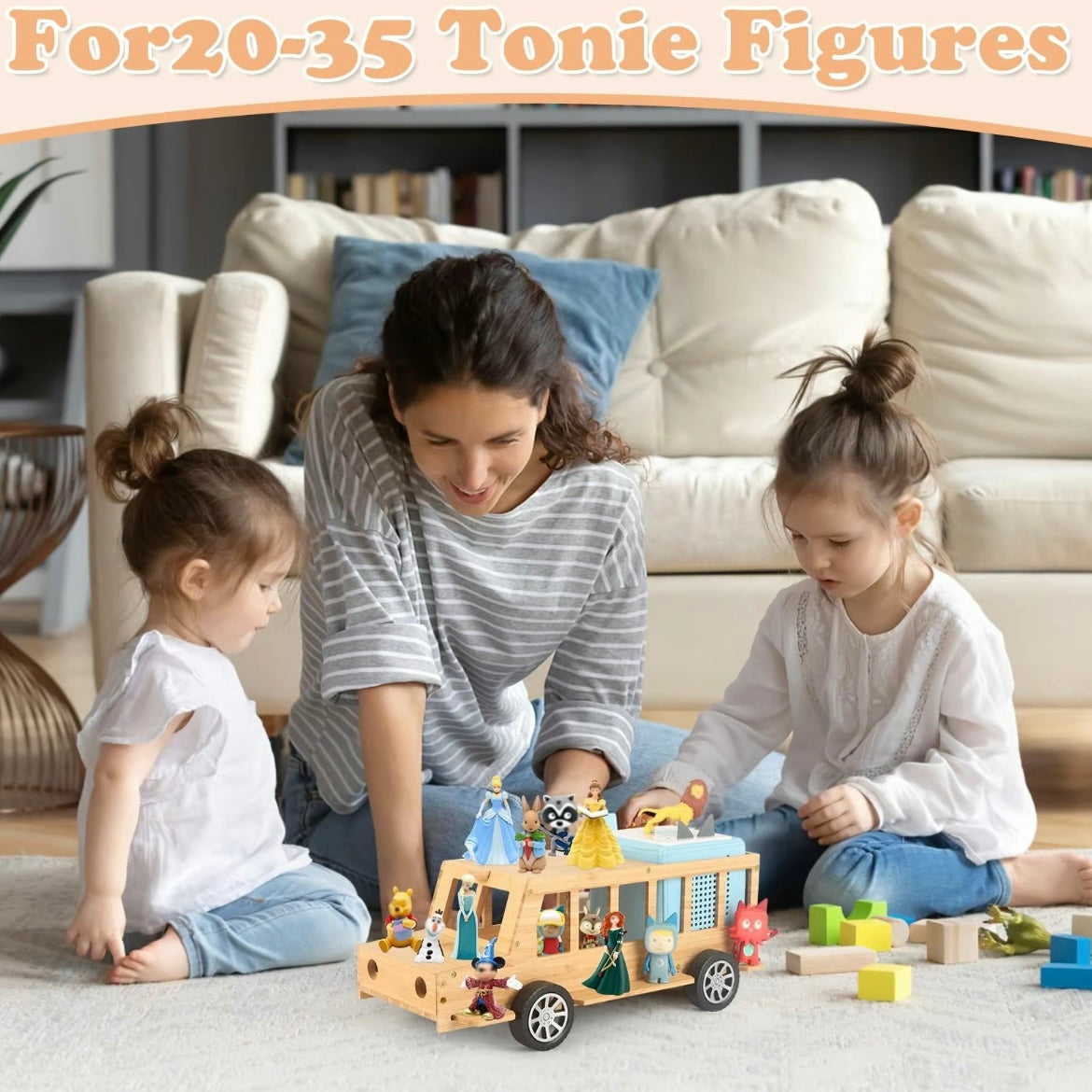 Handcrafted Wooden Truck Shelf for Tonies – Magnetic Organizer & Display Rack for 20–30 Toniebox Characters