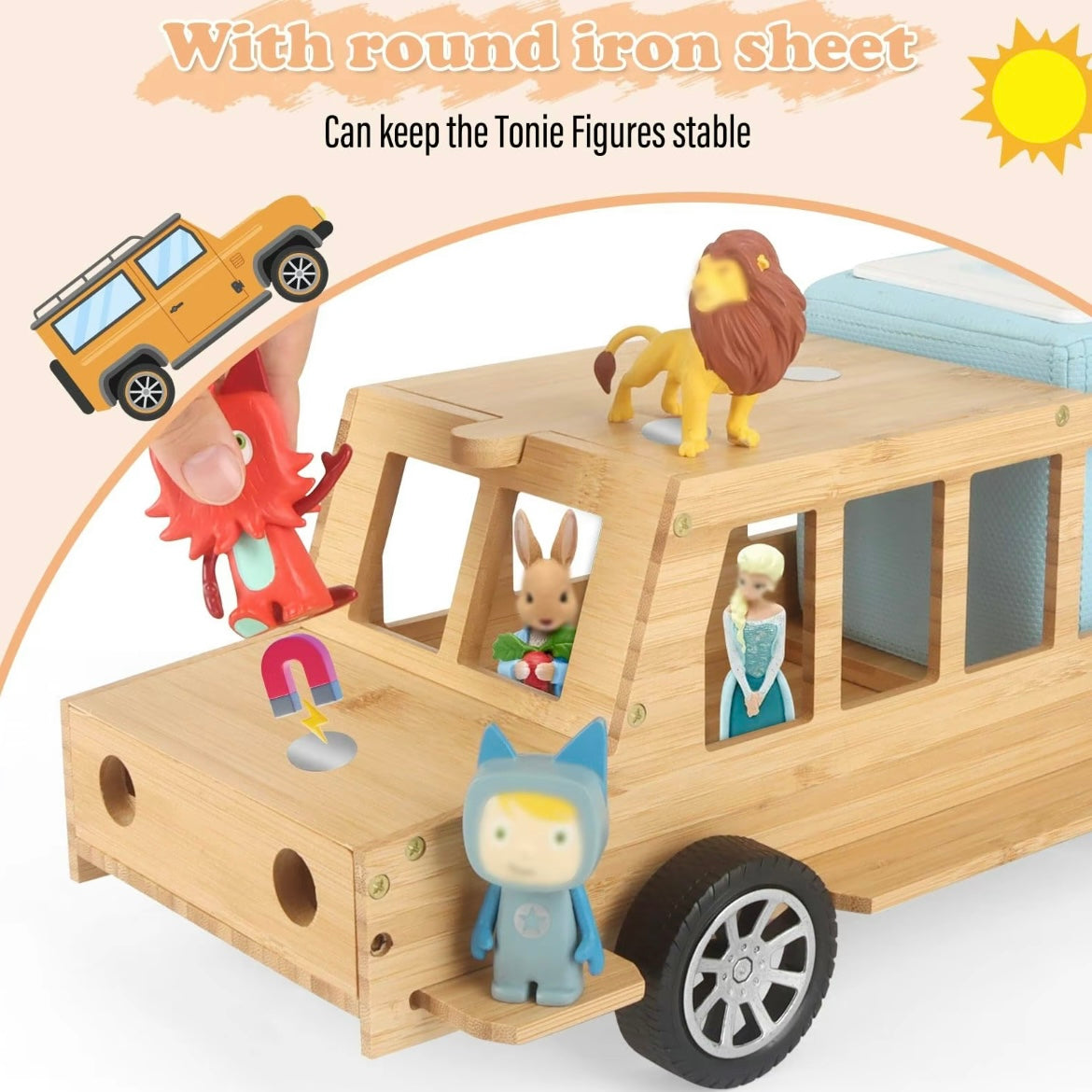 Handcrafted Wooden Truck Shelf for Tonies – Magnetic Organizer & Display Rack for 20–30 Toniebox Characters