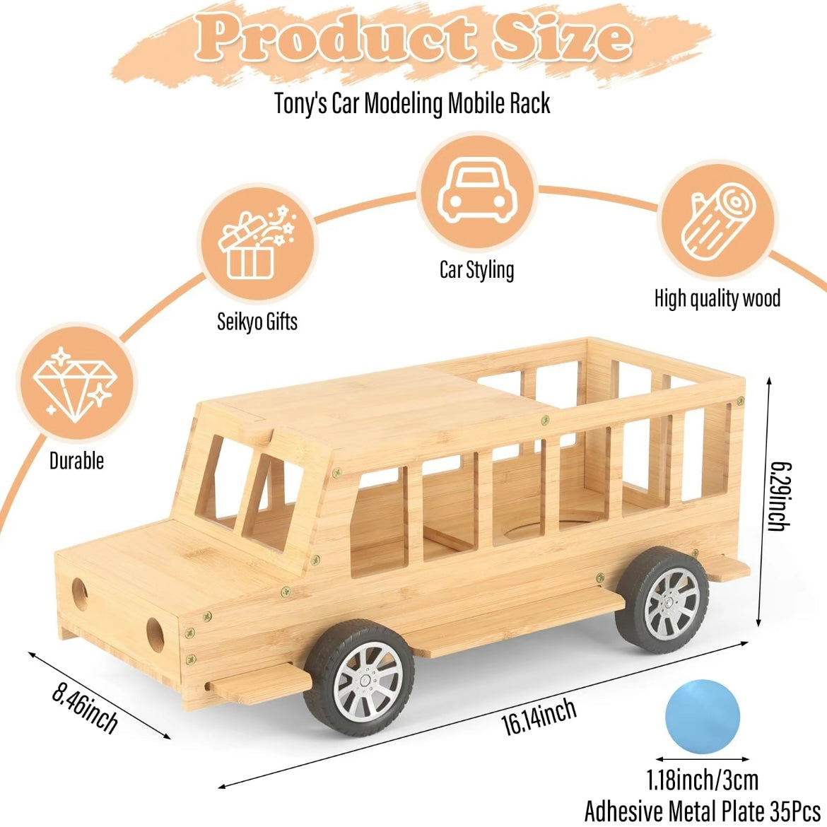 Handcrafted Wooden Truck Shelf for Tonies – Magnetic Organizer & Display Rack for 20–30 Toniebox Characters