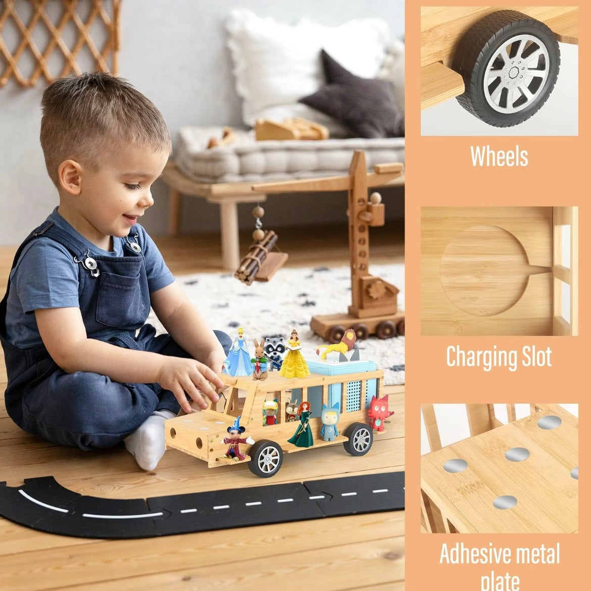 Handcrafted Wooden Truck Shelf for Tonies – Magnetic Organizer & Display Rack for 20–30 Toniebox Characters