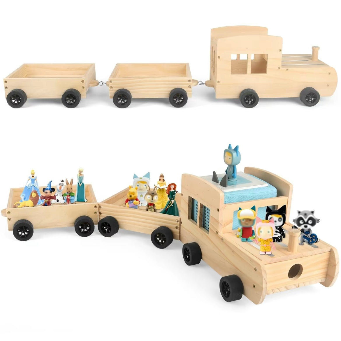 Handcrafted Wooden Truck Shelf for Tonies – Magnetic Organizer & Display Rack for 20–30 Toniebox Characters