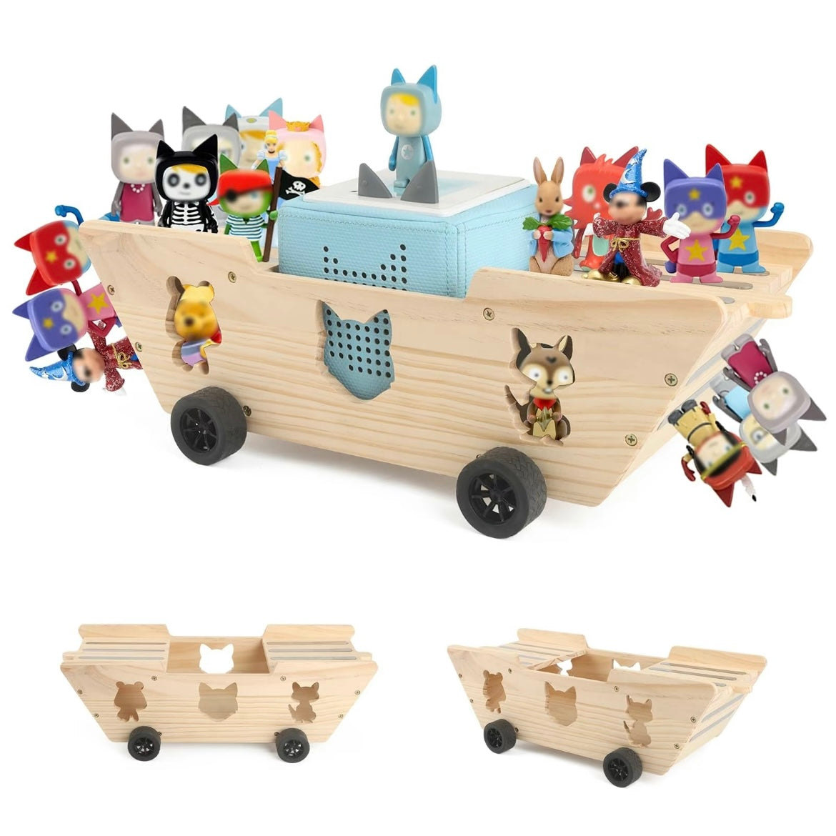Handcrafted Wooden Truck Shelf for Tonies – Magnetic Organizer & Display Rack for 20–30 Toniebox Characters