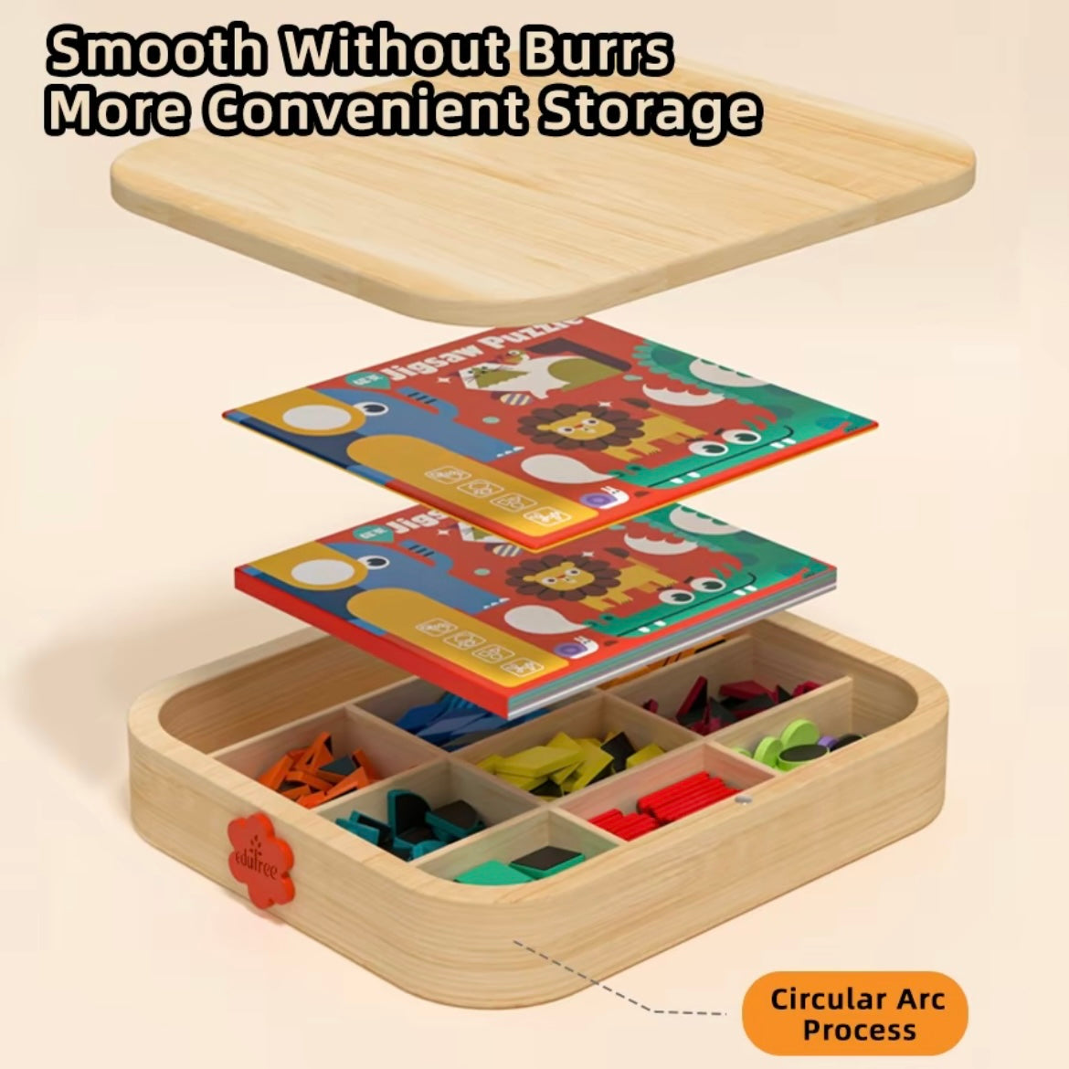 Wooden Magnetic Pattern Blocks – 288 Pieces Montessori Puzzle Toy for Kids Ages 4–8
