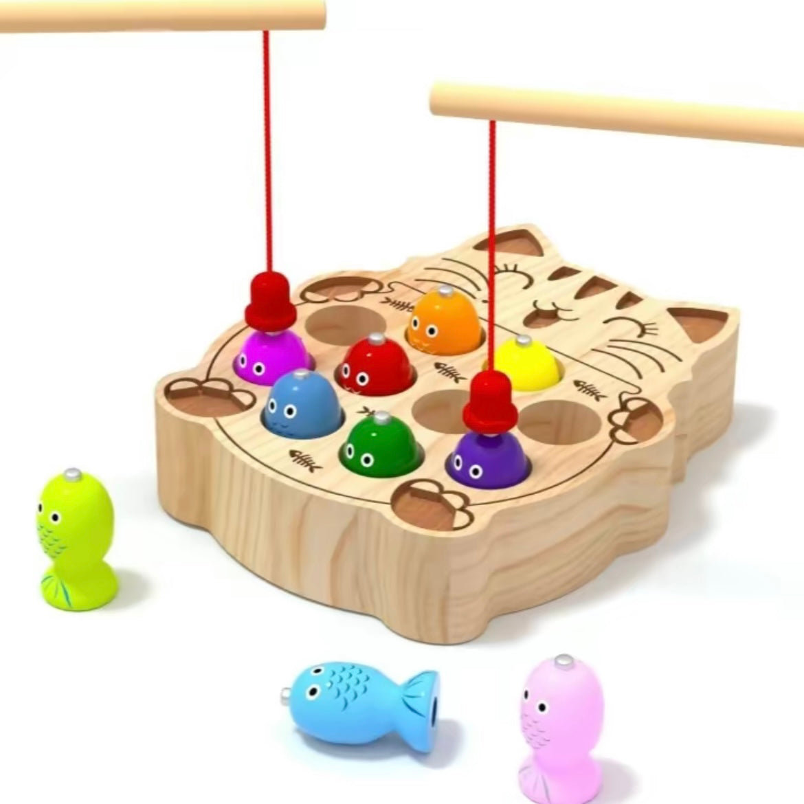 Montessori Magnetic Wooden Fishing Game – Color Sorting Toy for Toddle, image size:1170x1170