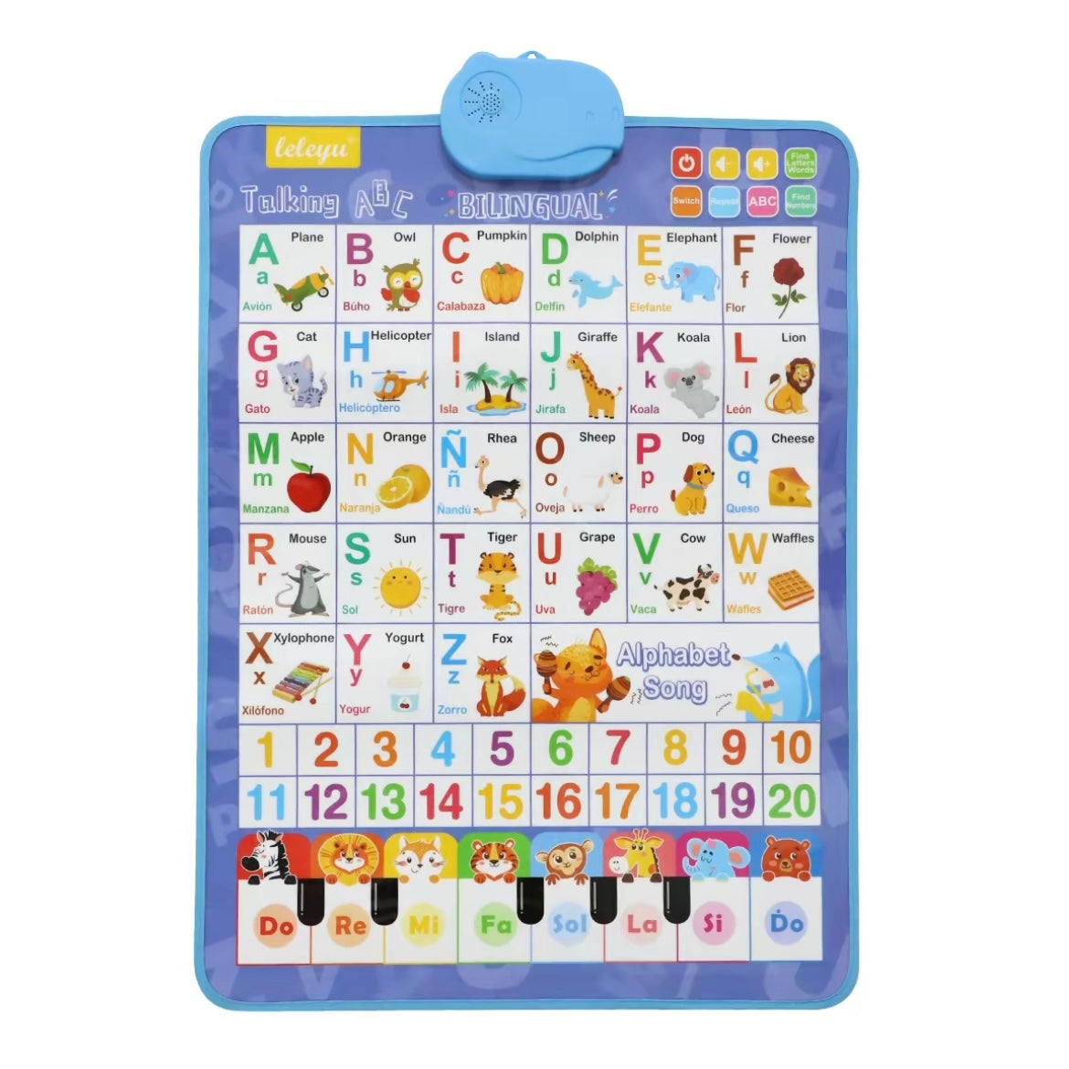 Bilingual Talking ABC & 123 Poster — English & Spanish Interactive Learning for Toddlers
