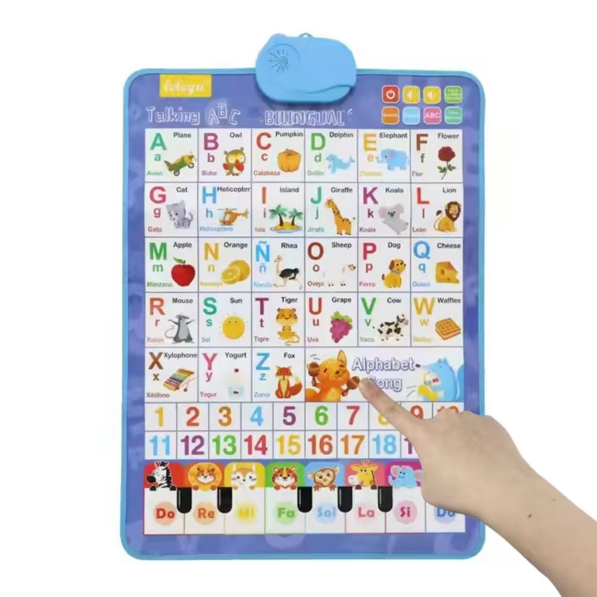 Bilingual Talking ABC & 123 Poster — English & Spanish Interactive Learning for Toddlers