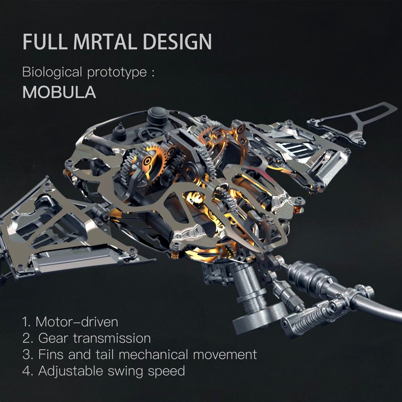 STEAMPUNK STYLE MANTA RAY MECHANICAL 3D METAL MODEL