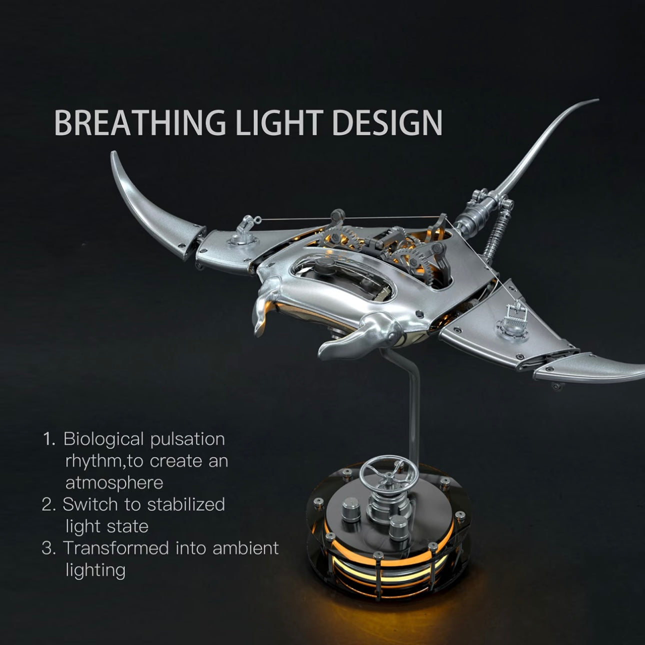 STEAMPUNK STYLE MANTA RAY MECHANICAL 3D METAL MODEL