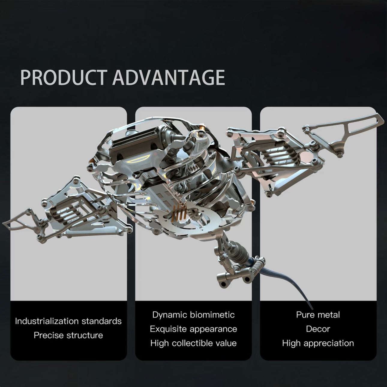 STEAMPUNK STYLE MANTA RAY MECHANICAL 3D METAL MODEL