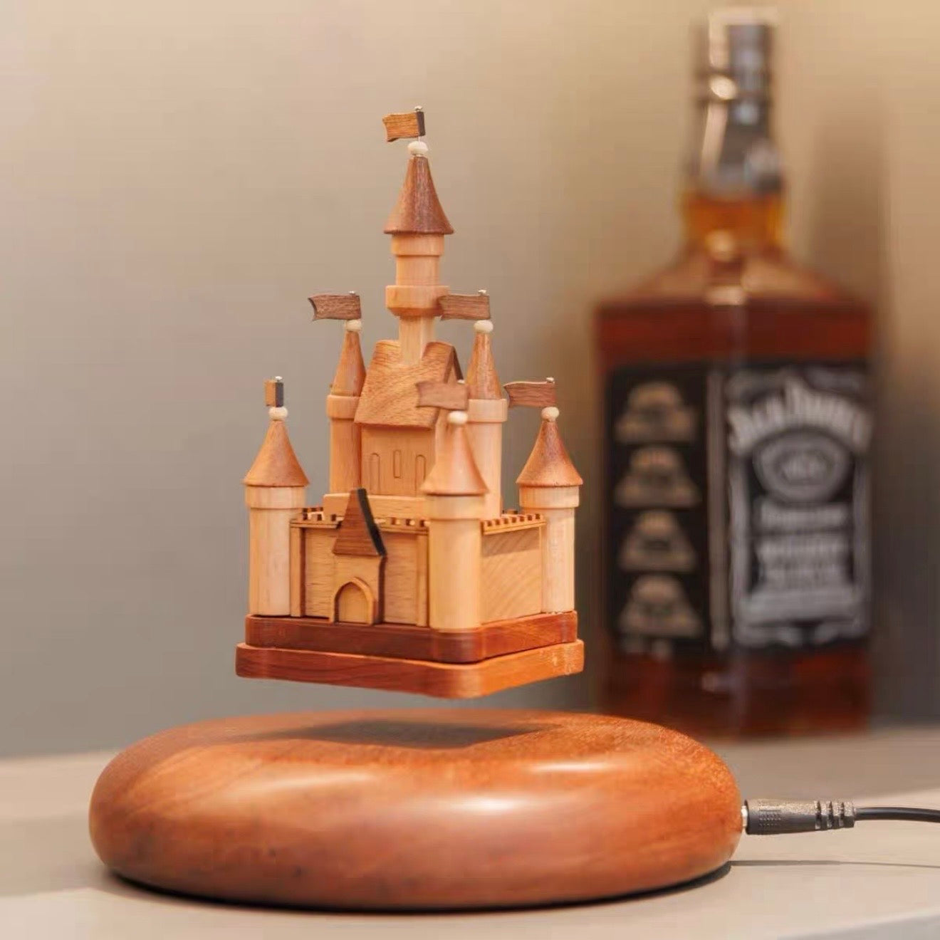 Magnetic Levitation Wooden Castle — Beech, Ebony & Walnut Wood