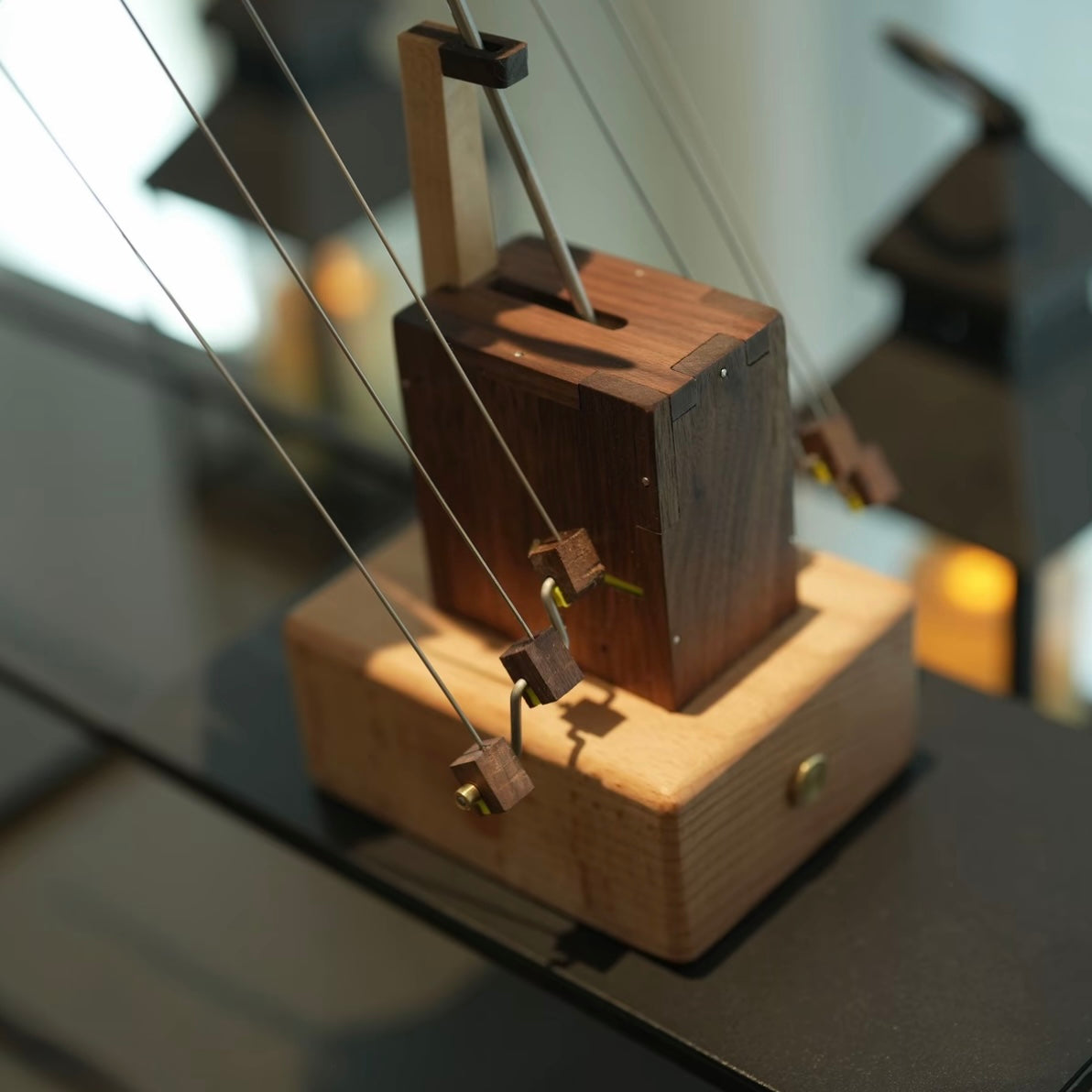 Original Handcrafted Wooden Manta Ray Automata – Smooth Gliding Motion Inspired by Ocean Grace