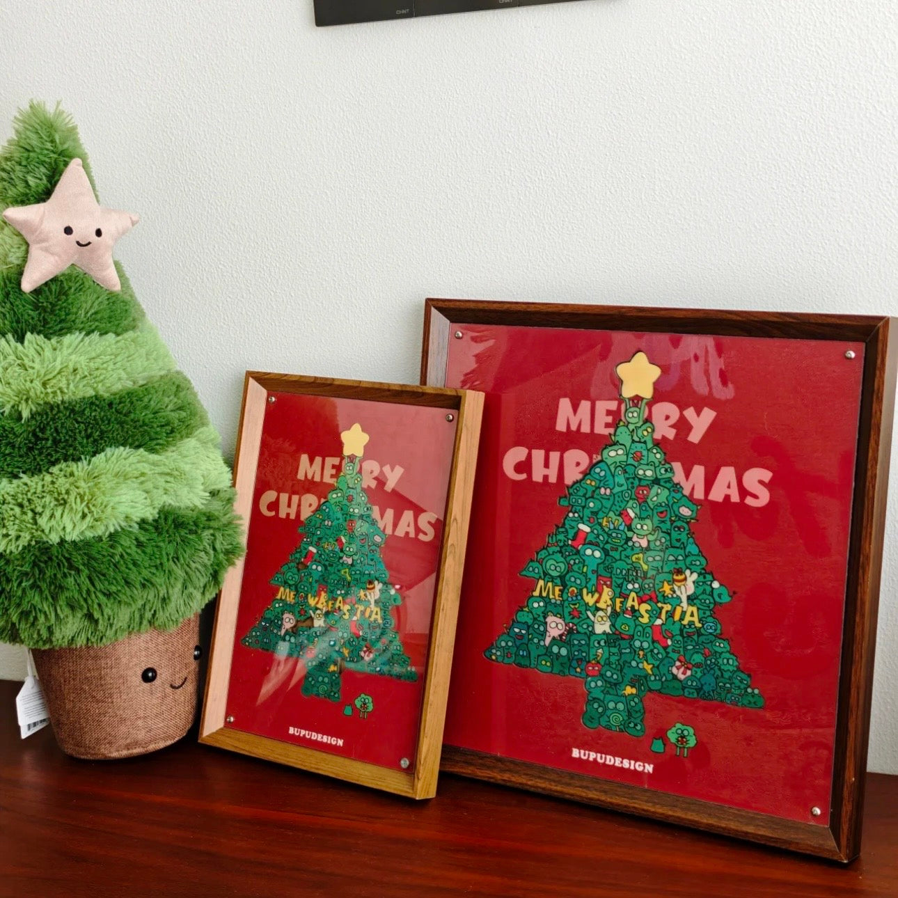 Framed Wooden Christmas Tree Puzzle Wall Art