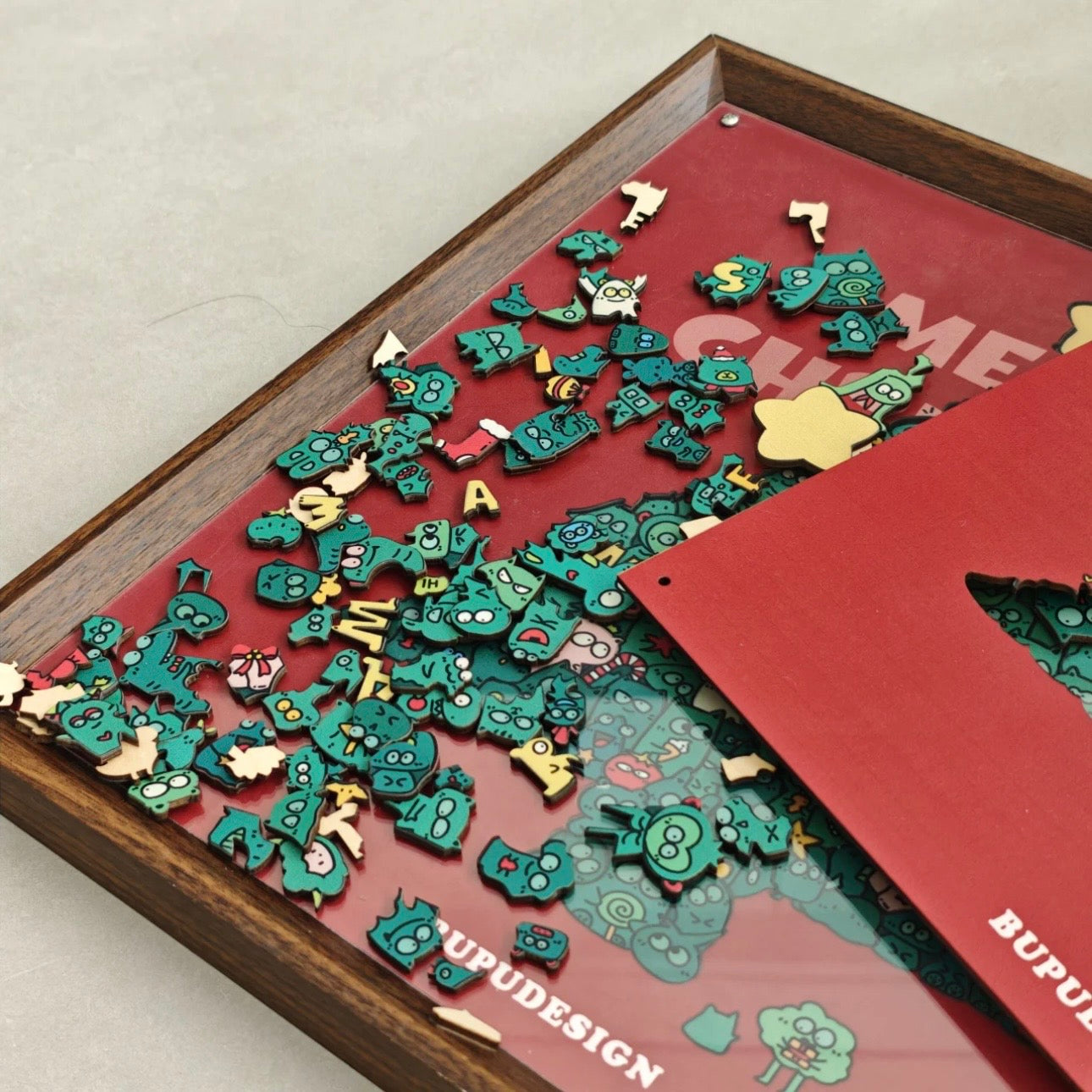 Framed Wooden Christmas Tree Puzzle Wall Art