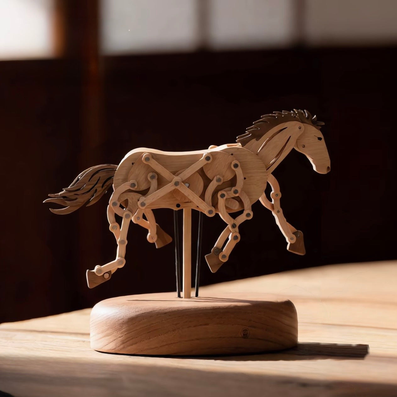 Original Galloping Horse Automata — Handcrafted Wooden Kinetic Sculpture