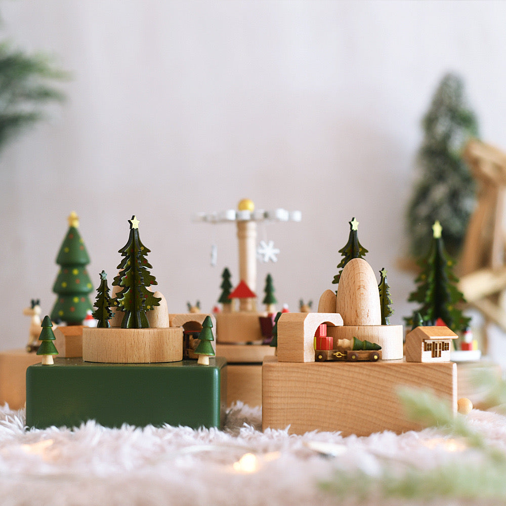 Beginner--Wooden Music Box Christmas Snowflake Decoration Elk