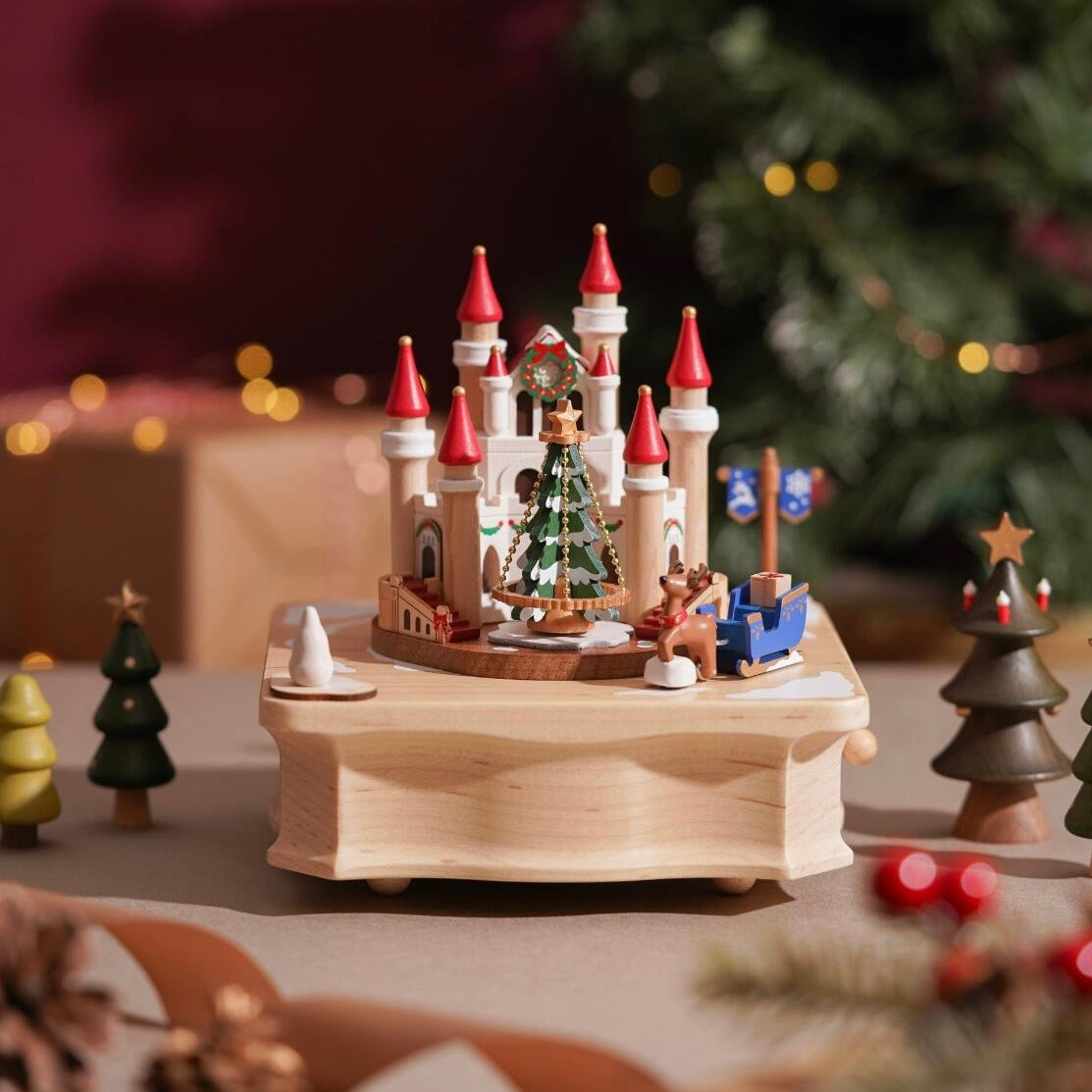 Confident-- Wooden Music Box Christmas Decoration--Christmas tree Ferris wheel Castle