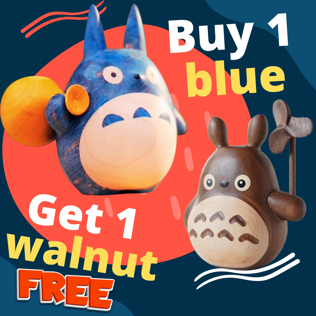 Original Hand-carved Wooden Craft Levitating Blue Totoro