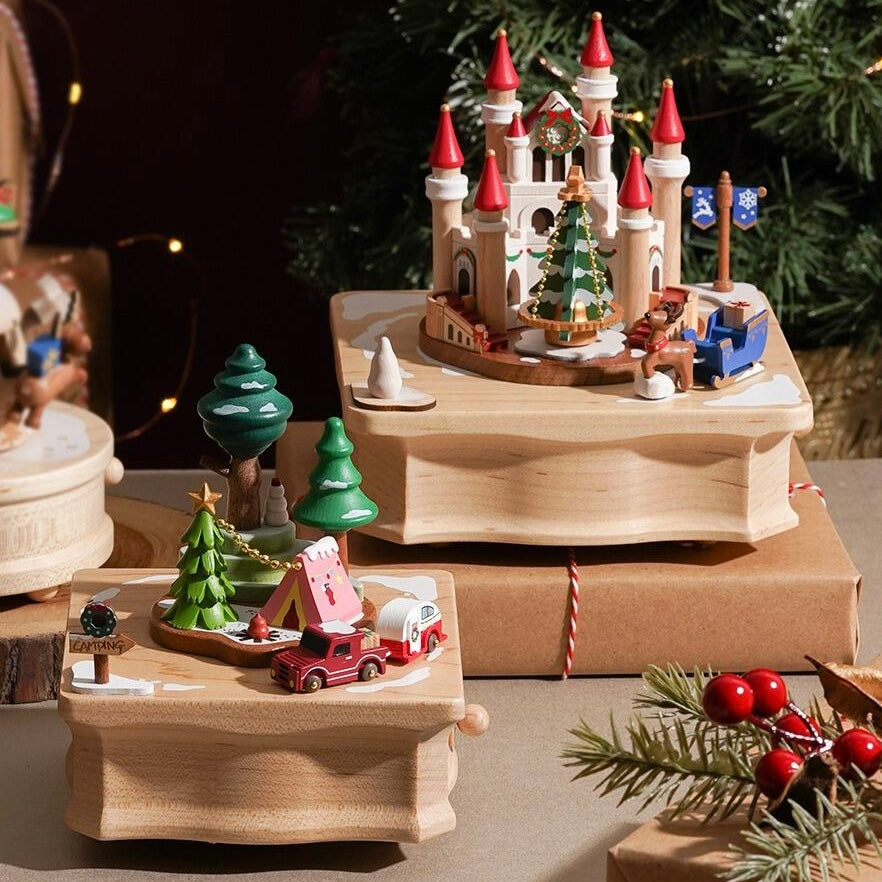 Confident-- Wooden Music Box Christmas Decoration--Christmas tree Ferris wheel Castle