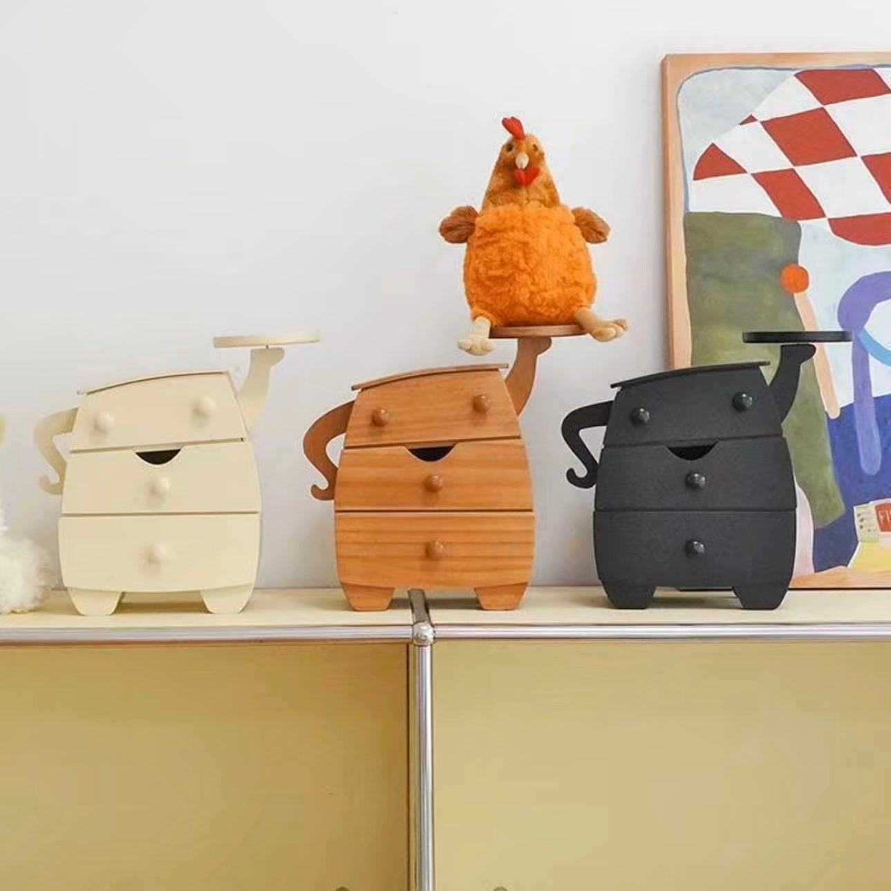 Chubby Cute Wooden Storage Cabinet – Compact Organizer with a Playful Design