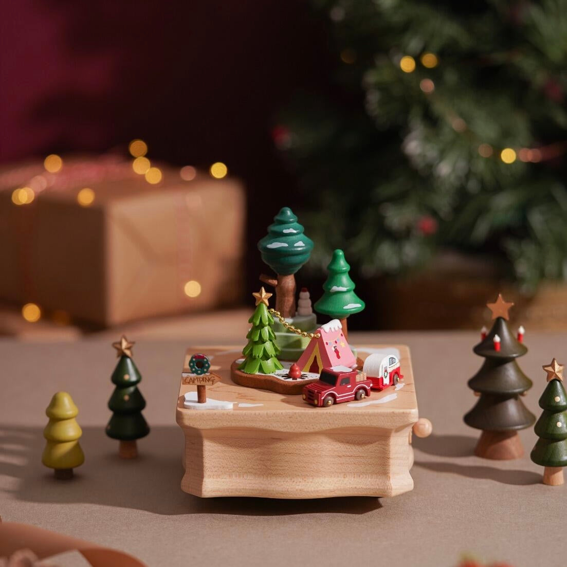 Confident-- Wooden Music Box Christmas Decoration--Christmas tree Ferris wheel Castle