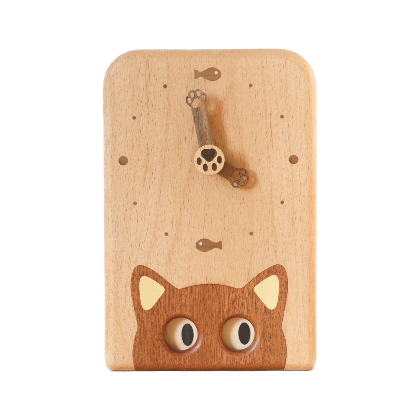 Hand-carved Creative Kitten Eye-Tracking Wooden Clock