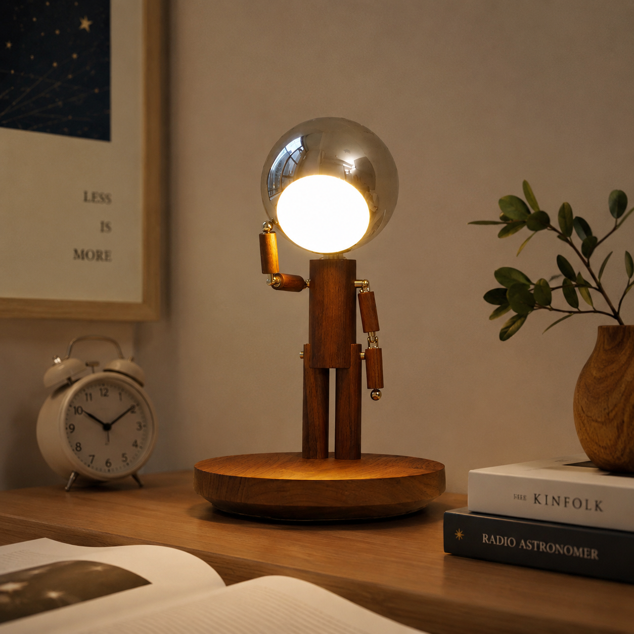 Original Multifunctional & Adjustable Wood Robot Lamp