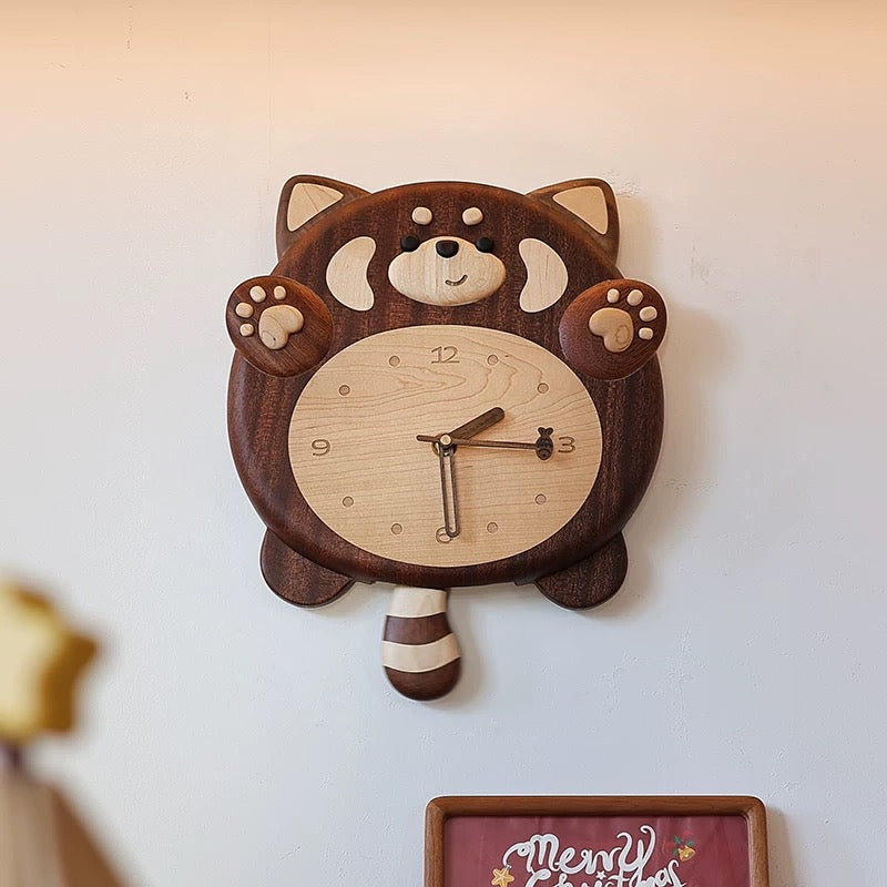 Forest Buddy Raccoon Super Silent Wall Clock