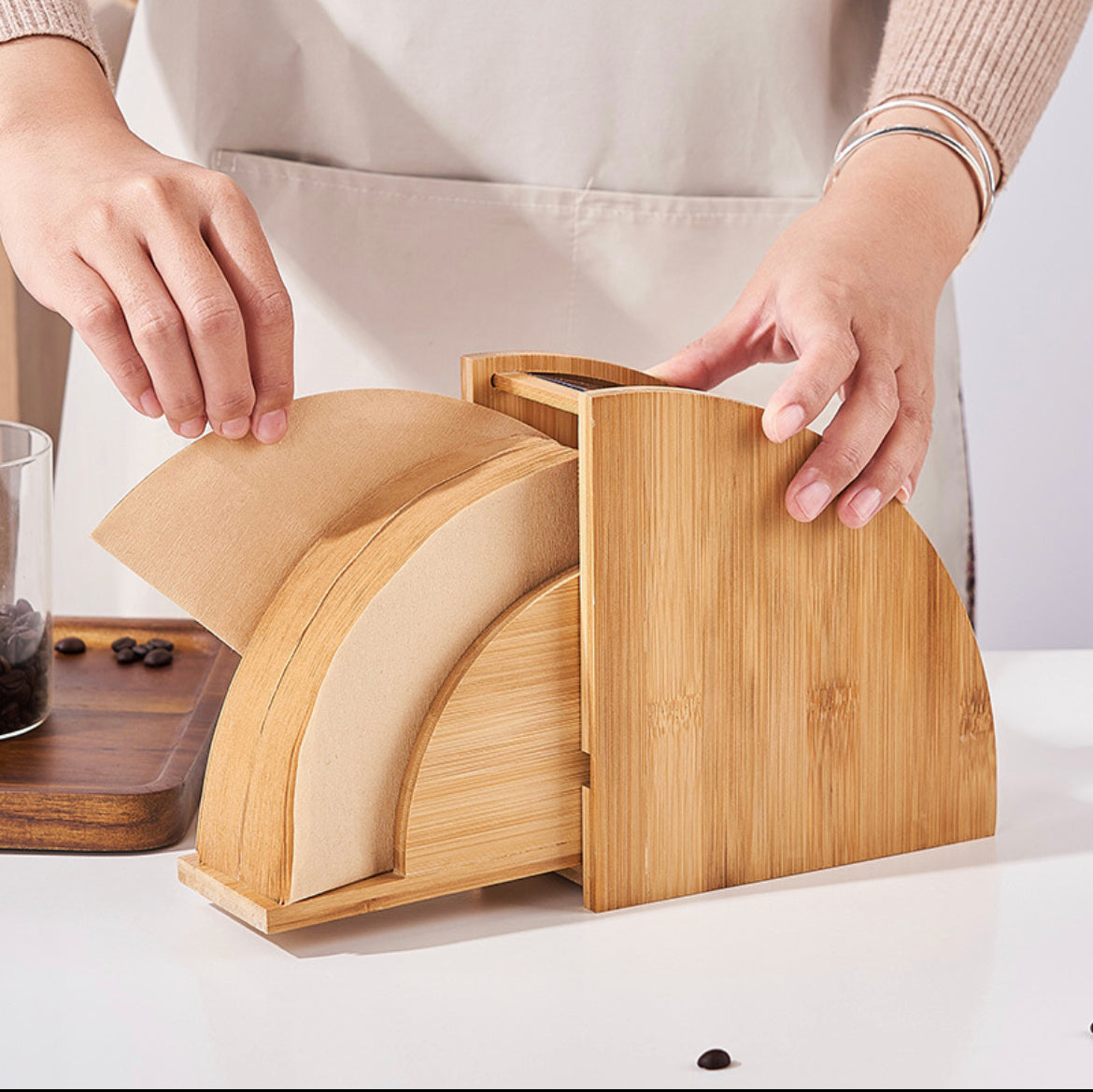 Handcrafted Wooden Coffee Filter Storage Rack - Keep Your Filters Organized and Dust-Free!
