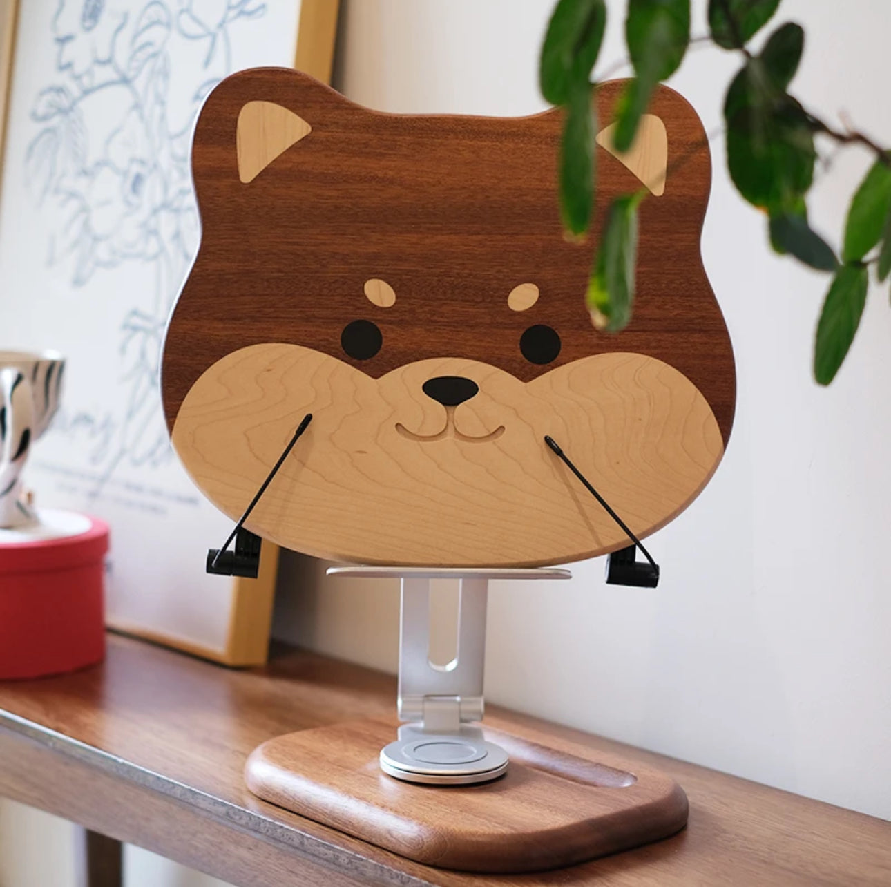 New Arrival Handmade Wooden Shiba Inu Multifunctional Holder - Perfect for supporting phones, tablets, Computers and books