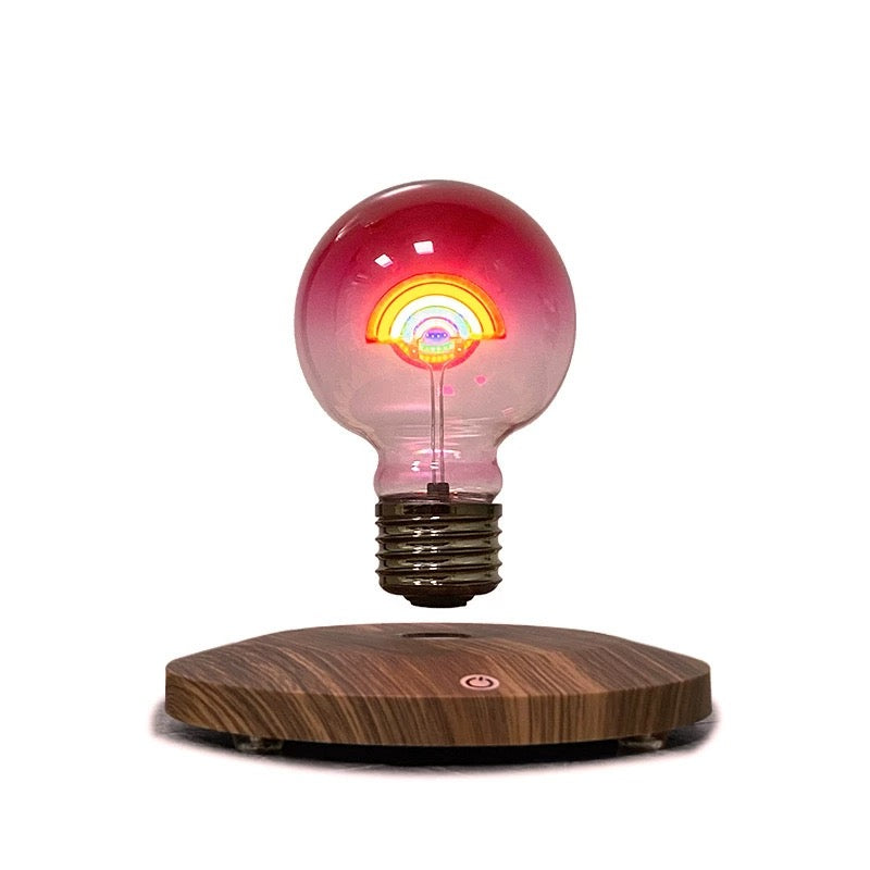 Original Wood Levitating Rainbow Bulb