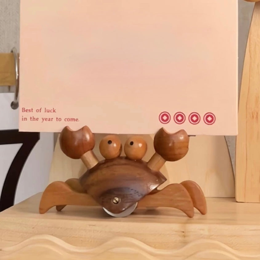 Original Lucky Crab Island Wooden Postcard Holder – Solid Wood Beach Desk Decor