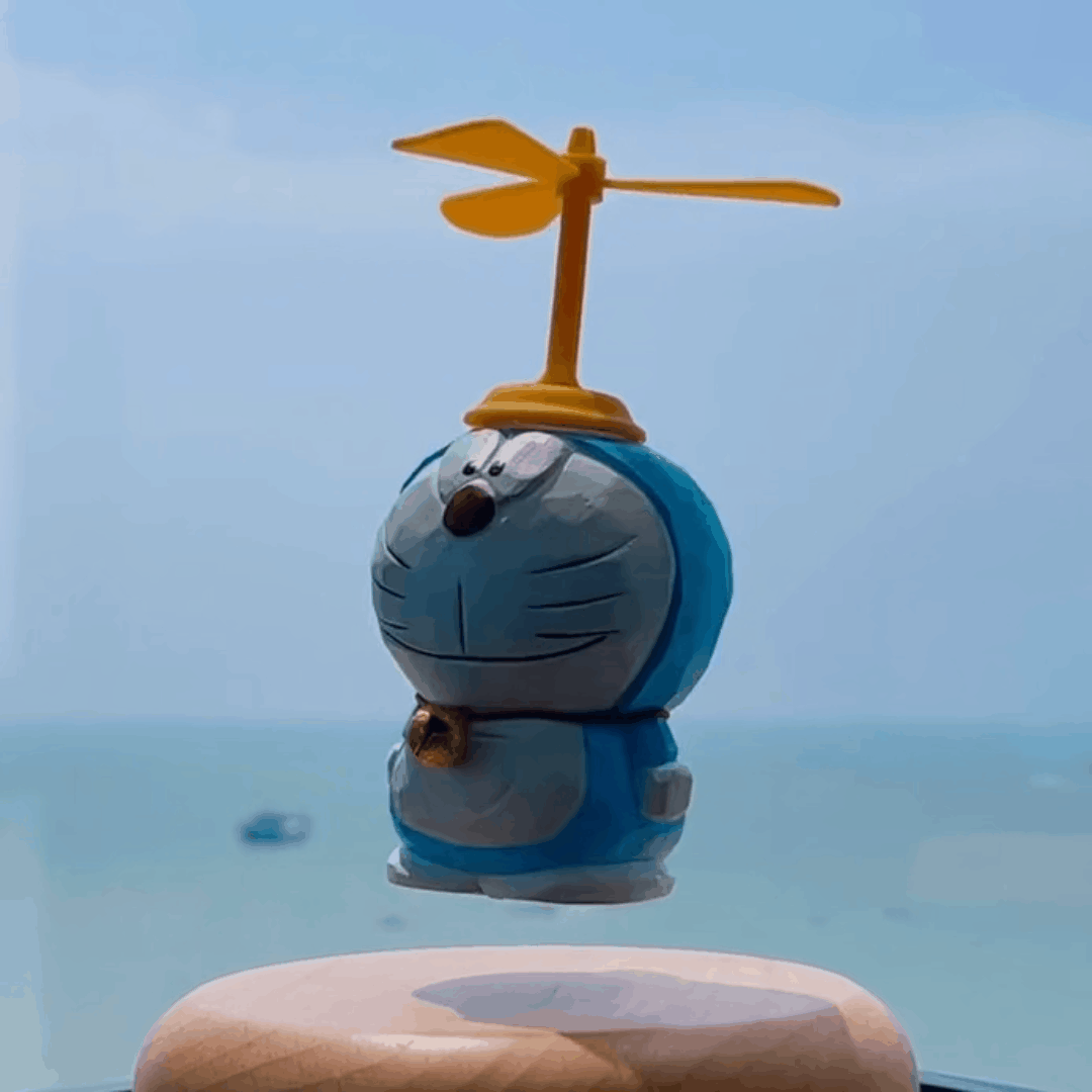 Magnetic Levitation Hand-Carved Doraemon – Wooden Figurine Collectible